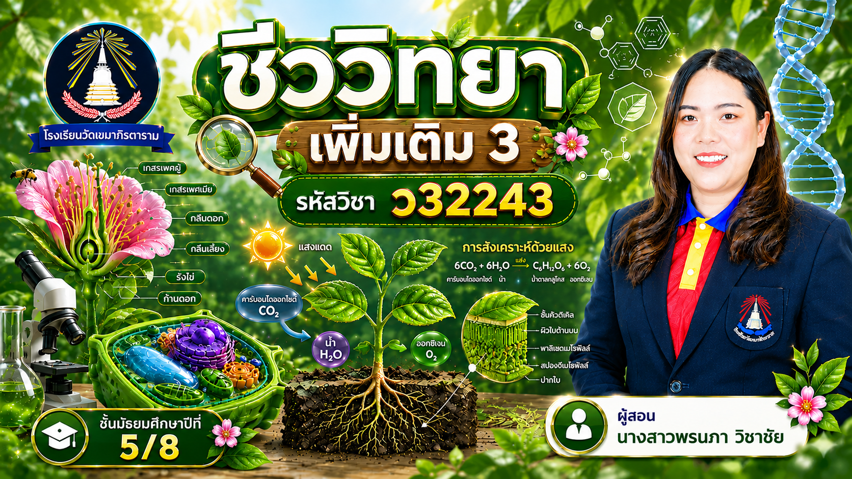 ชีววิทยาเพิ่มเติม 3 (ว32243) ม.5/8 (ภาคเรียนที่ 1/69)