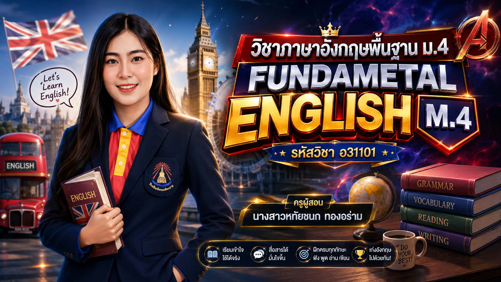 วิชาภาษาอังกฤษพื้นฐาน ม.4/8